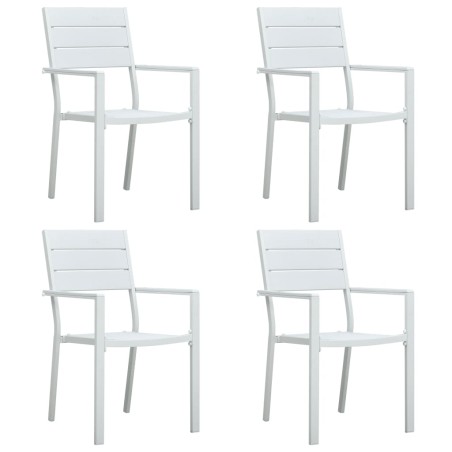 vidaXL Sillas de jardín 4 unidades HDPE aspecto de madera blanco