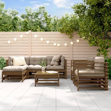 vidaXL Juego de muebles jardín 7 pzas madera maciza pino marrón miel