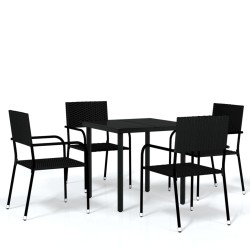 vidaXL Juego de comedor de jardín 5 piezas negro