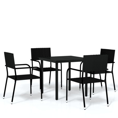vidaXL Juego de comedor de jardín 5 piezas negro