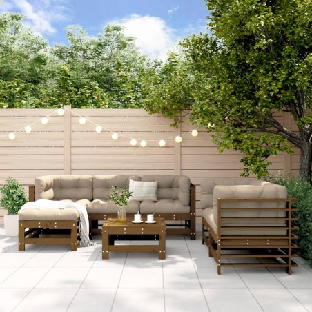 vidaXL Juego de muebles jardín 7 pzas madera maciza pino marrón miel