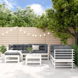 vidaXL Juego de muebles de jardín 7 pzas madera maciza de pino blanco