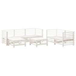 vidaXL Juego de muebles de jardín 7 pzas madera maciza de pino blanco