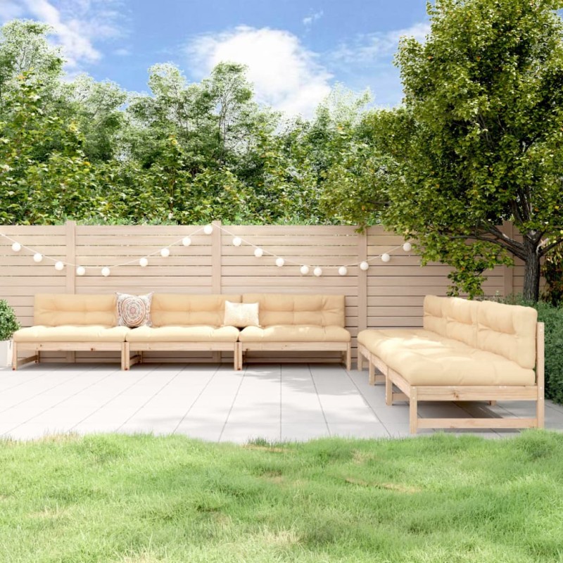 vidaXL Juego de muebles de jardín 6 piezas madera maciza de pino vidaXL Juego de muebles de jardín 6 piezas madera maciza de pino