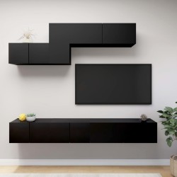 vidaXL Set de muebles de salón TV 6 pzas madera de ingeniería negro