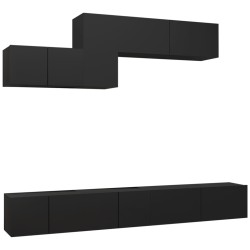 vidaXL Set de muebles de salón TV 6 pzas madera de ingeniería negro
