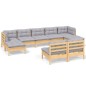 vidaXL Juego de muebles de jardín 9 pzas y cojines madera pino gris