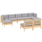 vidaXL Juego de muebles de jardín 9 pzas y cojines madera pino gris