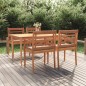 vidaXL Juego comedor de jardín 5 pzas y cojines madera maciza de teca