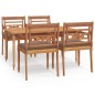 vidaXL Juego comedor de jardín 5 pzas y cojines madera maciza de teca