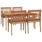 vidaXL Juego comedor de jardín 5 pzas y cojines madera maciza de teca