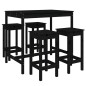 vidaXL Set de mesa y taburetes altos jardín 5 piezas madera pino negro vidaXL Set de mesa y taburetes altos jardín 5 piezas madera pino negro