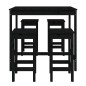 vidaXL Set de mesa y taburetes altos jardín 5 piezas madera pino negro