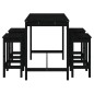 vidaXL Set de mesa y taburetes altos jardín 5 piezas madera pino negro