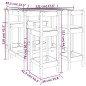 vidaXL Set de mesa y taburetes altos jardín 5 piezas madera pino negro