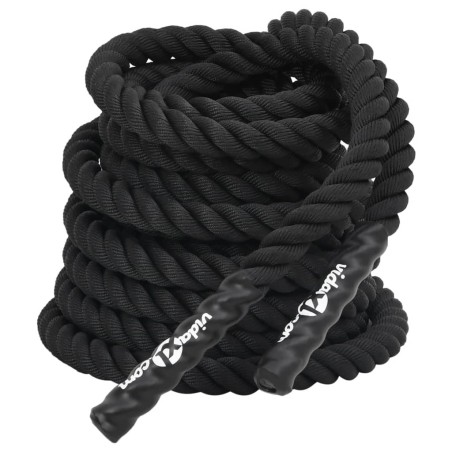 vidaXL Cuerda de batalla poliéster negro 15 m 11 kg