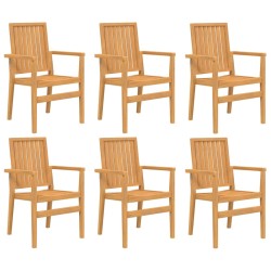 vidaXL Sillas de jardín apilables 6 uds madera de teca 56,5x57,5x91 cm