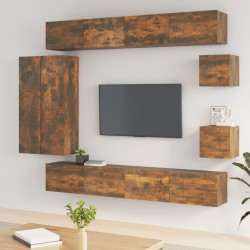 vidaXL Set de muebles de TV 8 pzas madera contrachapada roble ahumado