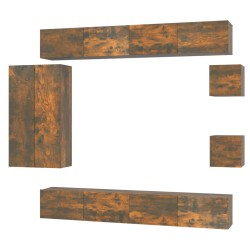 vidaXL Set de muebles de TV 8 pzas madera contrachapada roble ahumado