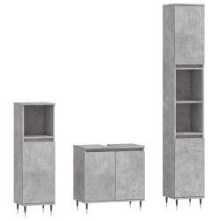 vidaXL Set de muebles baño 3 pzas madera contrachapada gris hormigón
