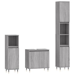 vidaXL Set de muebles de baño 3 pzas madera contrachapada gris sonoma