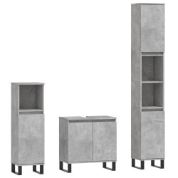 vidaXL Set de muebles baño 3 pzas madera contrachapada gris hormigón