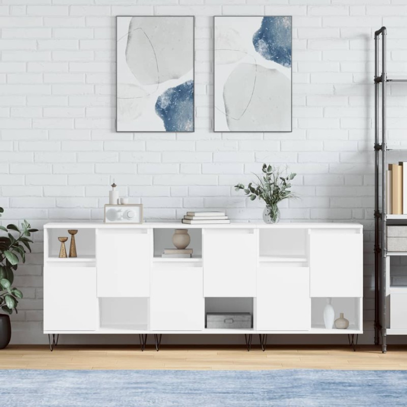 vidaXL Aparadores 3 uds madera contrachapada blanco vidaXL Aparadores 3 uds madera contrachapada blanco