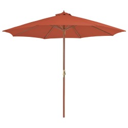 vidaXL Sombrilla de jardín con palo de madera 300 cm terracota