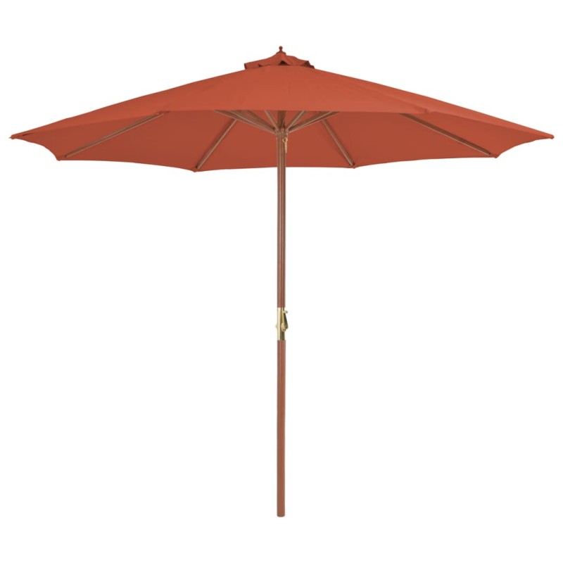 vidaXL Sombrilla de jardín con palo de madera 300 cm terracota