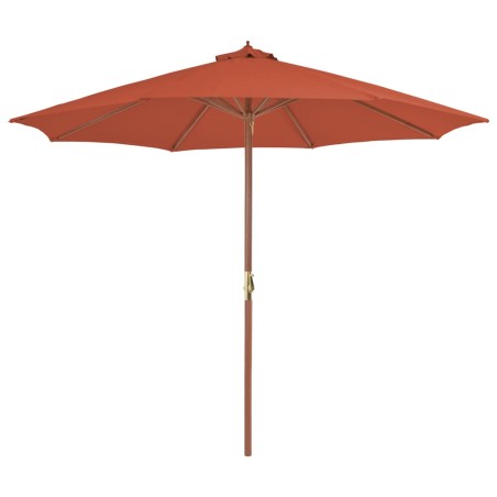 vidaXL Sombrilla de jardín con palo de madera 300 cm terracota