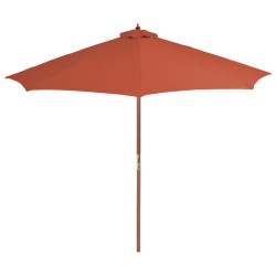 vidaXL Sombrilla de jardín con palo de madera 300 cm terracota