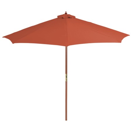 vidaXL Sombrilla de jardín con palo de madera 300 cm terracota