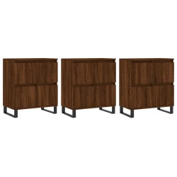 vidaXL Aparadores 3 uds madera contrachapada marrón roble