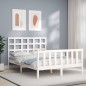 vidaXL Estructura cama de matrimonio con cabecero madera maciza blanco vidaXL Estructura cama de matrimonio con cabecero madera maciza blanco