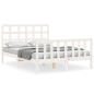 vidaXL Estructura cama de matrimonio con cabecero madera maciza blanco vidaXL Estructura cama de matrimonio con cabecero madera maciza blanco