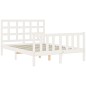 vidaXL Estructura cama de matrimonio con cabecero madera maciza blanco vidaXL Estructura cama de matrimonio con cabecero madera maciza blanco