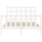 vidaXL Estructura cama de matrimonio con cabecero madera maciza blanco vidaXL Estructura cama de matrimonio con cabecero madera maciza blanco