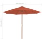 vidaXL Sombrilla de jardín con palo de madera 300 cm terracota