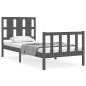 vidaXL Estructura de cama con cabecero madera maciza gris 90x190 cm vidaXL Estructura de cama con cabecero madera maciza gris 90x190 cm
