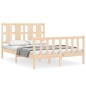 vidaXL Estructura de cama de matrimonio con cabecero madera maciza vidaXL Estructura de cama de matrimonio con cabecero madera maciza
