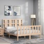 vidaXL Estructura de cama de matrimonio con cabecero madera maciza vidaXL Estructura de cama de matrimonio con cabecero madera maciza