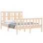 vidaXL Estructura de cama de matrimonio con cabecero madera maciza vidaXL Estructura de cama de matrimonio con cabecero madera maciza