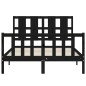 vidaXL Estructura de cama con cabecero madera maciza negro 140x190 cm vidaXL Estructura de cama con cabecero madera maciza negro 140x190 cm
