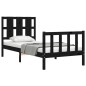 vidaXL Estructura de cama con cabecero madera maciza negro 90x200 cm vidaXL Estructura de cama con cabecero madera maciza negro 90x200 cm