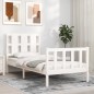 vidaXL Estructura de cama con cabecero madera maciza blanco 100x200 cm