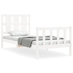 vidaXL Estructura de cama con cabecero madera maciza blanco 100x200 cm