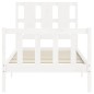 vidaXL Estructura de cama con cabecero madera maciza blanco 100x200 cm