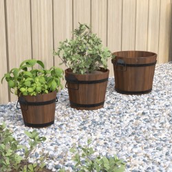 vidaXL Juego de maceteros cubo de madera 3 piezas madera maciza abeto