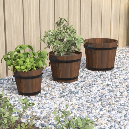 vidaXL Juego de maceteros cubo de madera 3 piezas madera maciza abeto