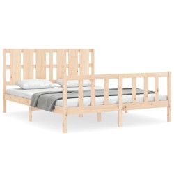 vidaXL Estructura de cama con cabecero madera maciza 160x200 cm